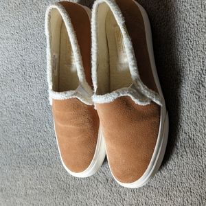Keds tan slip on sneakers